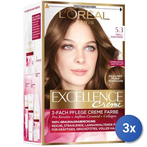 3x Konvolut L’Oréal Paris Excellence Creme Hellbraun Gold 5,3 - Bild 1 von 3