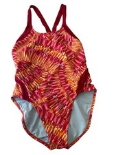 NIKE One Piece Swimsuit Raceerback Women's Red Orange Sportswear 12/38