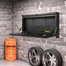 NNECW 2-in-1 Wall Control Pegboard Tool Organizer with Large Tabletop for Garage