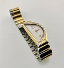 Vintage Seiko Watch Asymmetrical Half Moon Two Tone Ladies RARE Runs New Battery