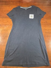 Tommy Hilfiger T-Shirt Dress Womens M Navy Blue Short Sleeve Gold Logo preppy