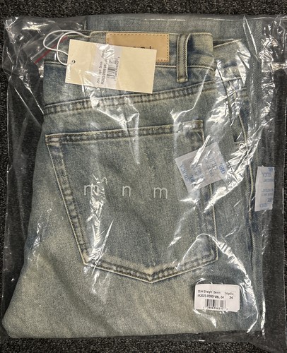 mnml Men’s D544 Ripped Straight Leg Jeans In Vintage Blue Size 34 New - Picture 7 of 8