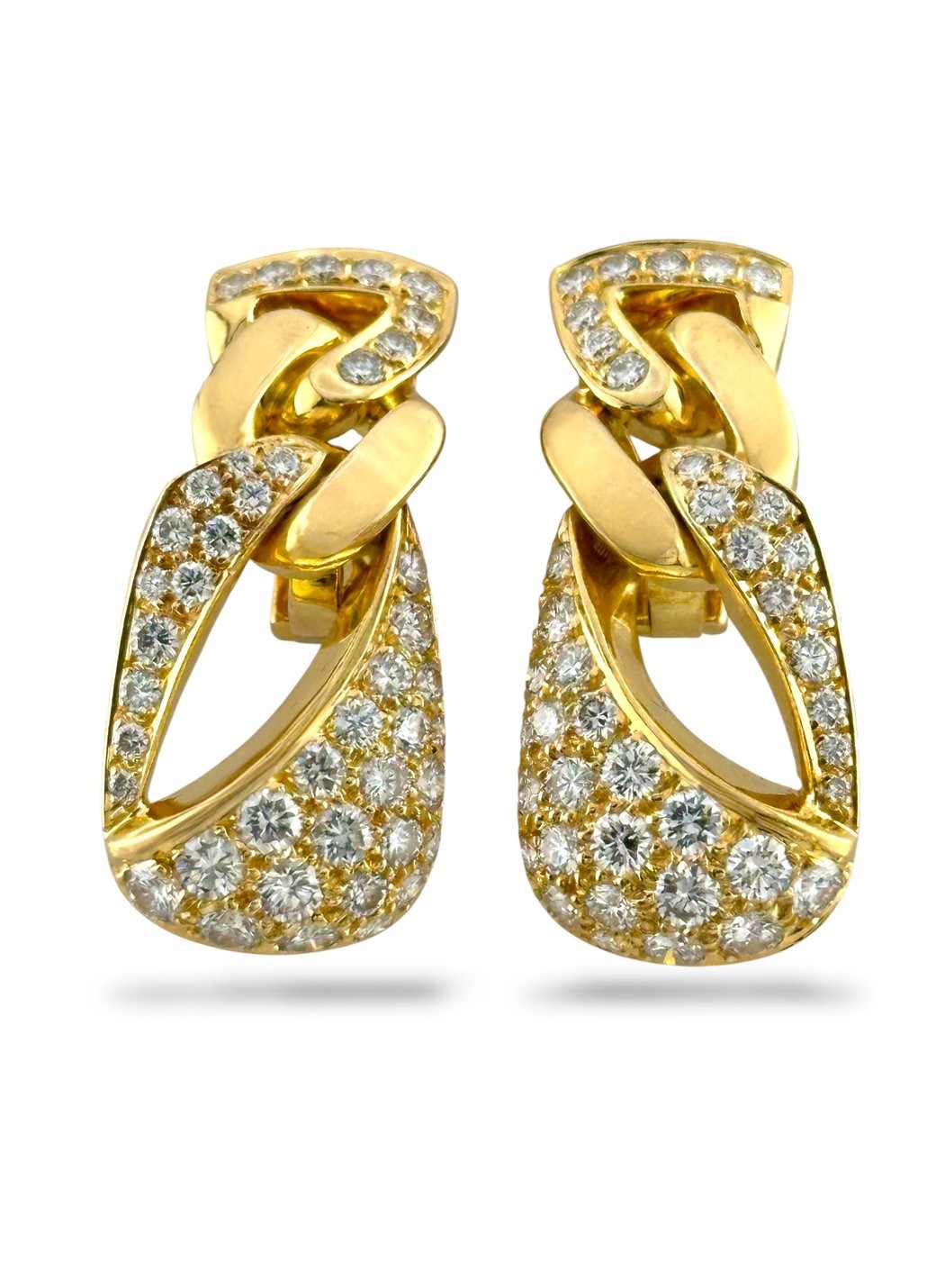 Italian 18K Yellow Gold 3.68ct Diamond Earrings - image 4