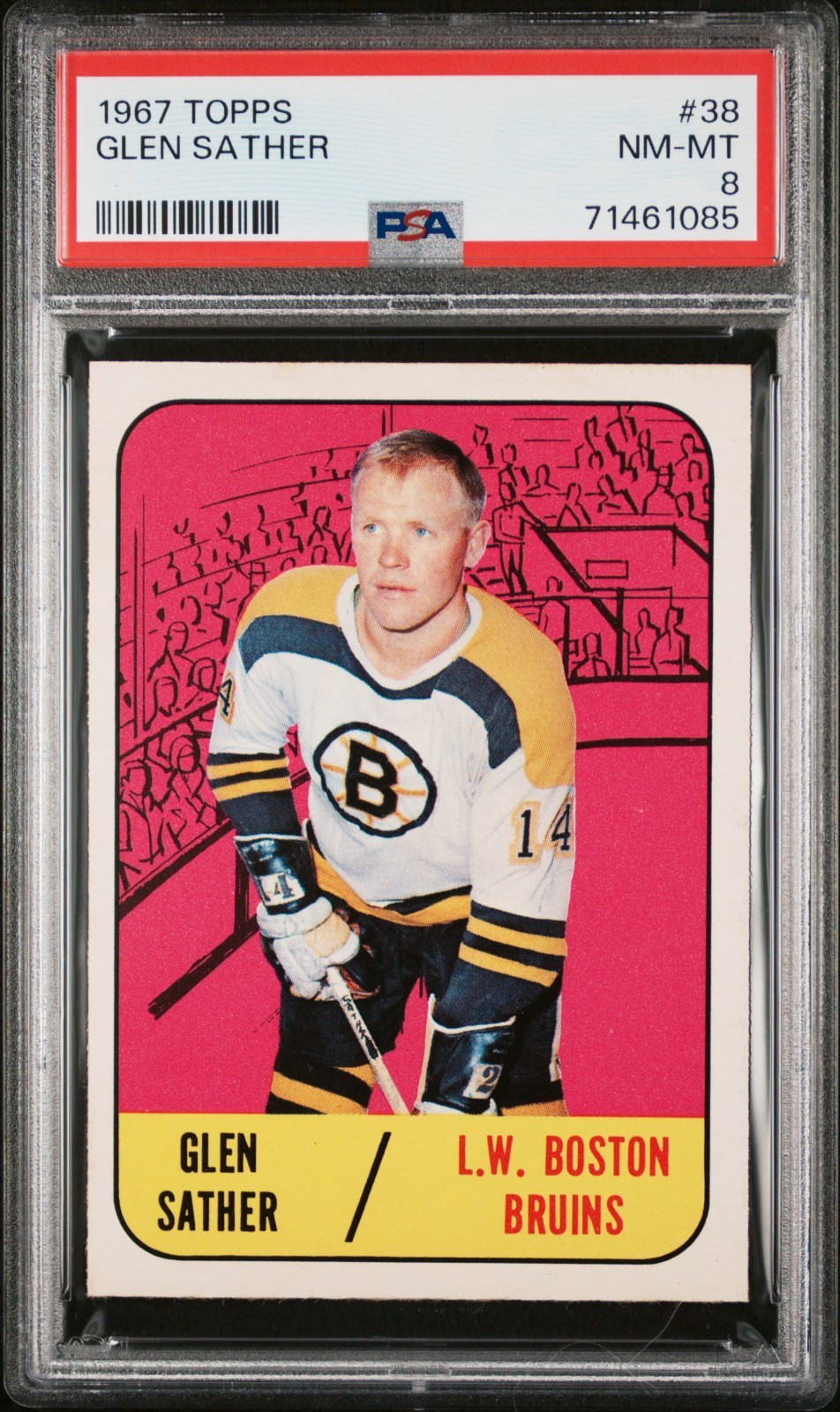 Glen Sather #38 Hockey Cards 1967 Topps trading card — raw and PSA graded price guide