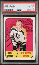 1967 Topps Glen Sather #38 Boston Bruins HOF Rookie PSA 8