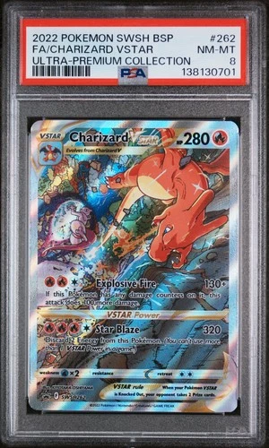 2022 POKEMON SWSH BLACK STAR PROMO #262 FULL ART/CHARIZARD VSTAR PSA 8
