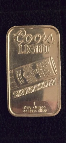 Sunshine Mining Company Coors Light Silver Bullet 1 Troy Ounce .999 Silver Bar
