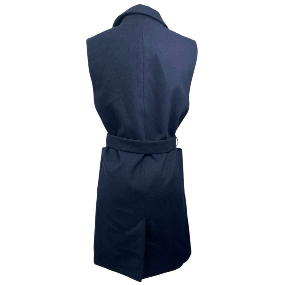 Topshop Mujer Azul Sin Mangas Corbata Cuello Cinturón Bolsillos Gabardina Chaqueta Talla 6 Foto 2 de 3