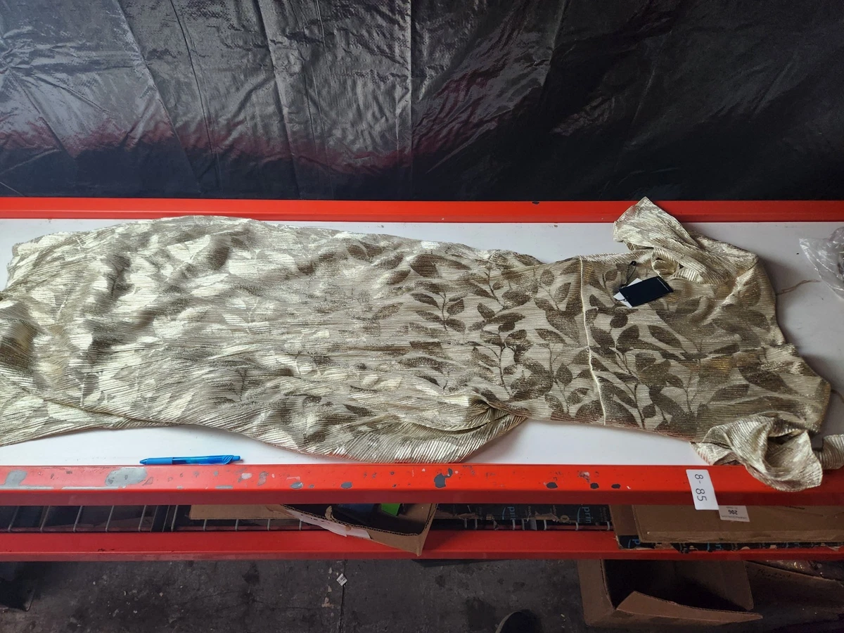 Vestido drapeado para mujer Adrianna Papell hoja de aluminio manga aleada - oro champán