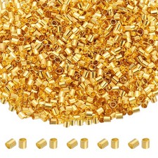 2000 Pcs Tube Crimp Beads, 2x2mm Crimp Beads for Jewelry Making, Gold