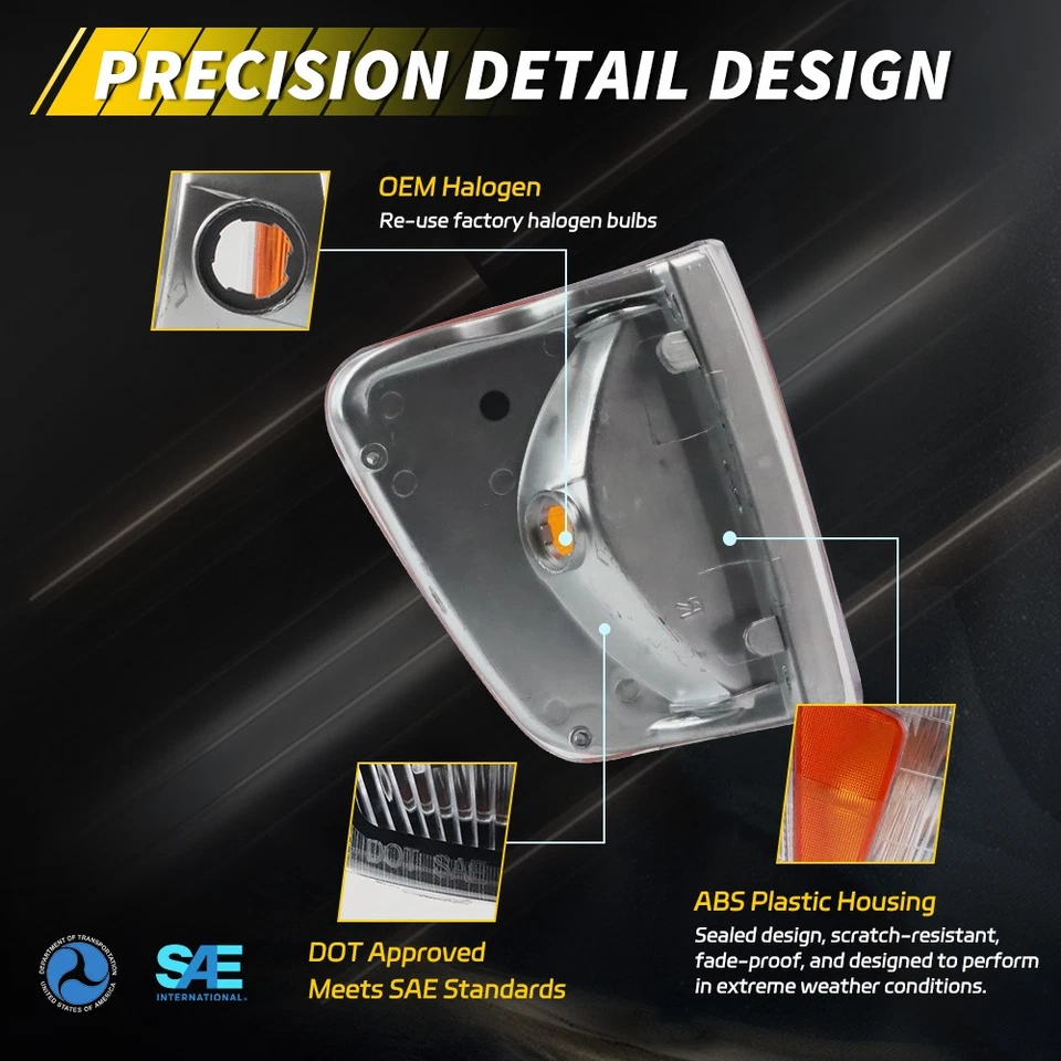 2X OE-Style Front Corner Marker Parking Signal Lights For 1993-1998 Toyota T100 - Image 4 of 4