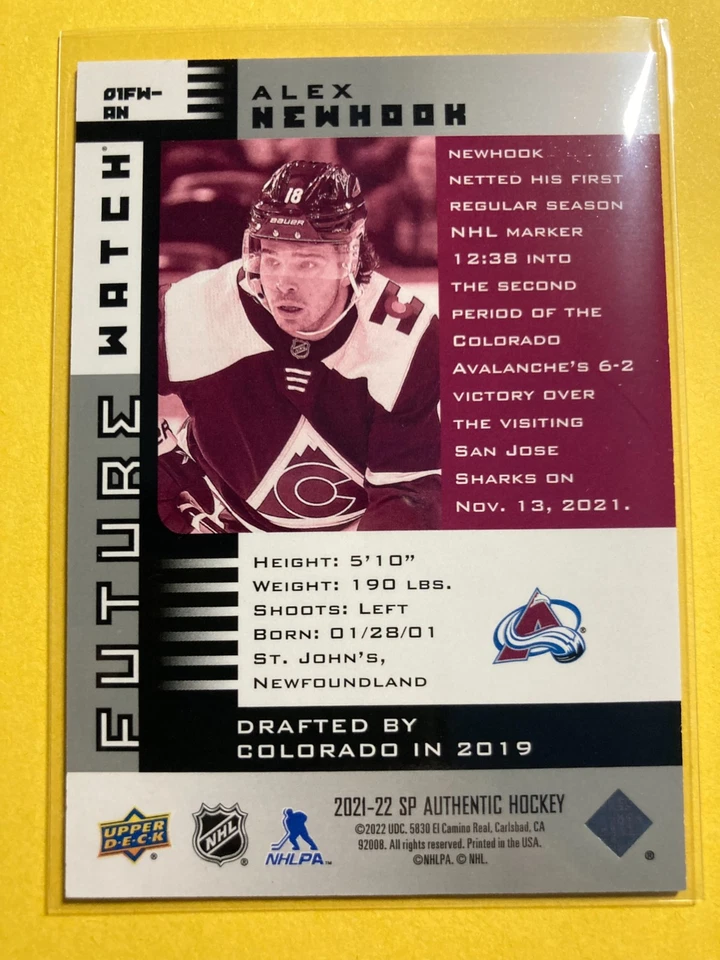 2021-22 SP Authentic '01-02 Retro FW #01FW-AN Alex Newhook RC 048/900 - Image 2 of 2