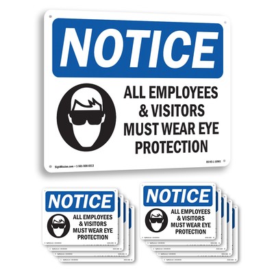 Wear Eye Protection OSHA Notice Sign Metal, Plastic, Or Decal - 5 or 10 Pack