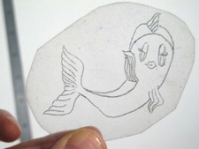 vtg 1960s 70s Tattoo acetate stencil Pop Culture Kissing Girly Fish MX