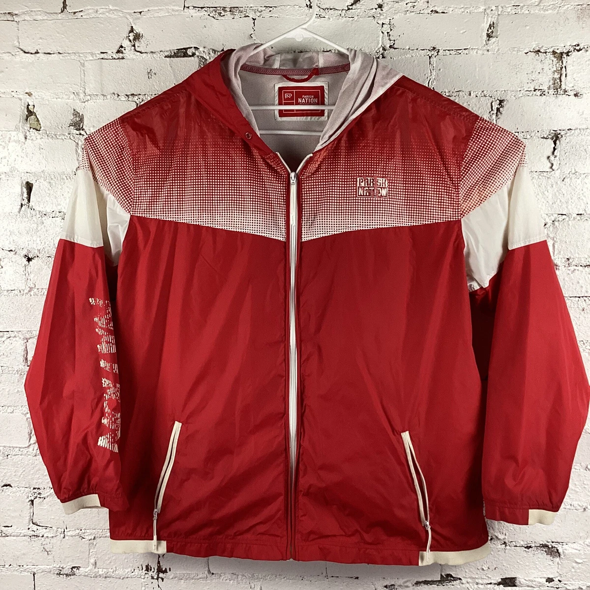 Parish Nation Windbreaker Jacket Men's 4XL Red Hooded No String Full Zip  Pockets