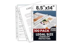 Performore 100 Pack of 8.5x14 Legal Size Heavyweight Clear Sheet Protectors, ...