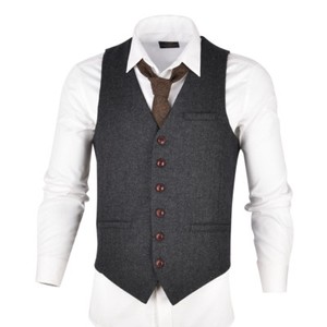 MENS-WOOL-BLEND-HERRINGBONE-TWEED-WAISTCOAT-VEST-GILET-ALL-SIZES-DARK-GREY