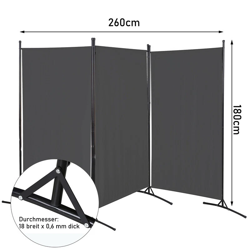 Paravent Raumteiler Sichtschutz Spanische Wand Trennwand Garten Beige Anthrazit - Bild 4 von 4