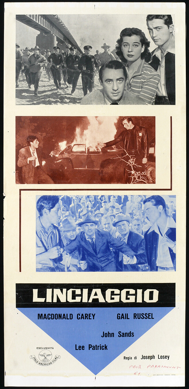 Locandina originale film Linciaggio (1950) - Regia di Joseph Losey