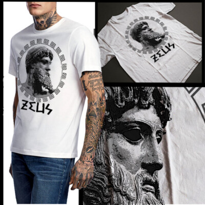 Zeus Greek Mythology T-Shirt Greco Roman God Spartan Gladiator Era Art  Cotton