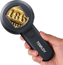 TOMLOV 100X Coin Microscope Portable Digital Microscope Illuminate Jeweler Loupe