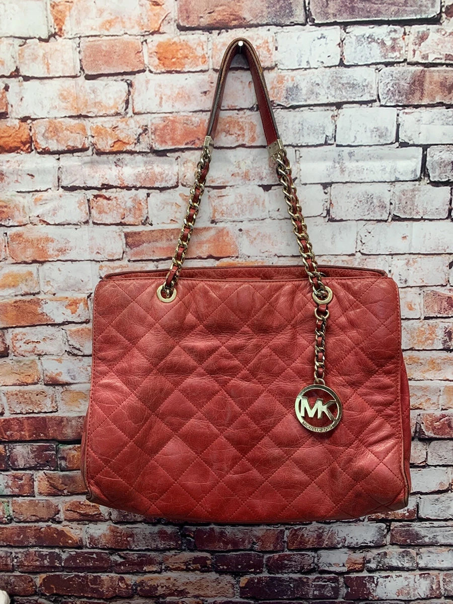 Michael Kors Red quilted handbag with Gold Chain straps