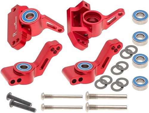 Red Anodized Aluminum Caster Block & Steering Carrier Set for Traxxas 1/10 RC - Picture 4 of 7