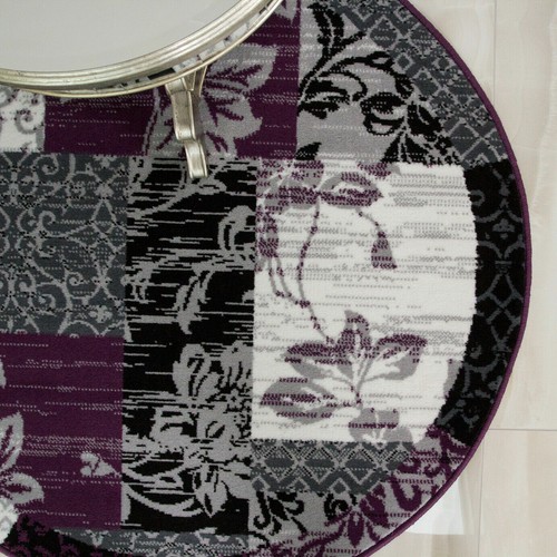 Sale Purple Black Grey Patchwork Floor Soft Living Room Rug Mat - Picture 4 of 14