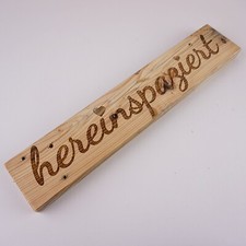 Vintage Holzschild Shabby Chic Wandschild "Hereinspaziert" aus Altholz f. Garten