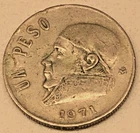 1971 Mexico 1 Un Peso MEXICAN GOLDEN EAGLE José Maria Teclo Morales Coin