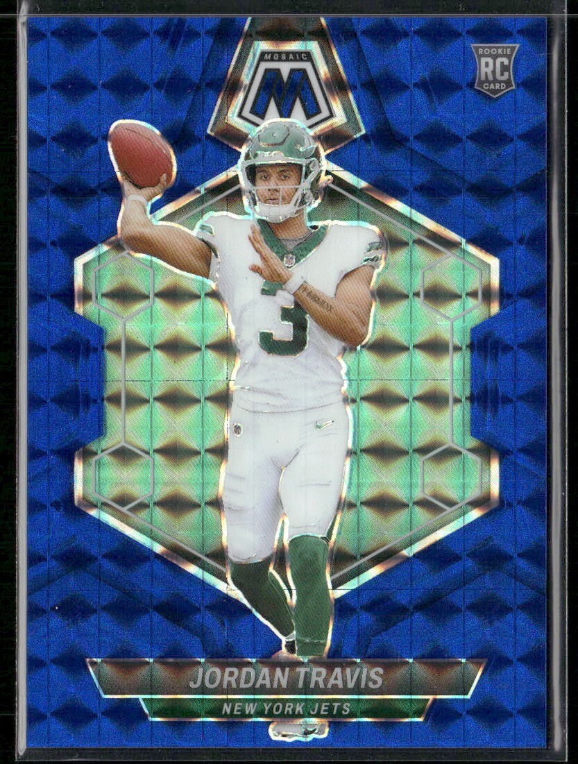 2024 Panini Mosaic Blue Mosaic /99 JORDAN TRAVIS Rookie (RC) #395 Jets