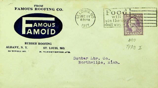 USA 1917 WWI COVER/W FOOD WILL WIN THE WAR CACHET FROM ST. LOUIS TO NORTHVILLE