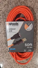Woods 0723 16/2 SJTW General Purpose Extension Cord, Medium 50 ft, Orange 