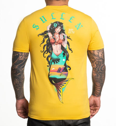 Sullen Islands Mermaid Tropical Summer Beach Sunset Tattoo Inked Shirt  SCM4311