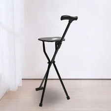 Portable Folding Walking Stick with Seat 3 Legged Travel Hiking Cane Chair Stool