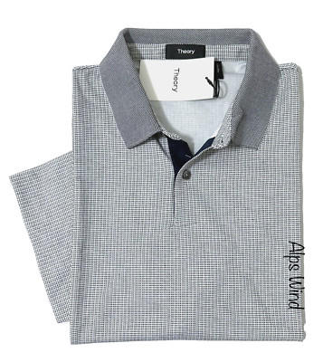 Theory Men's Standard Knit Jacquard Polo Short Sleeve Eclipse/White XXL NWT$125