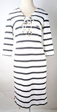 Eliza J Women Black/White Striped Tie Front Shift Dress Size 4 In Good Condition