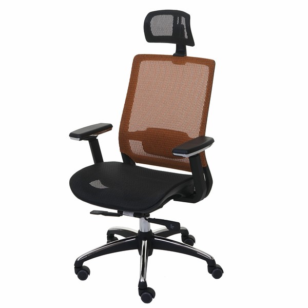 Schreibtischstuhl HWC-A20, BüRostuhl, Ergonomisch KopfstüTze Schwarz/Orange-image