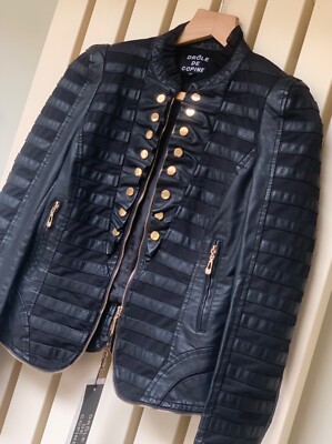 NEW Drole de Copine faux leather military style jacket Small RRP
