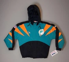 NWT VTG RARE Miami Dolphins Apex One Sharktooth NFL Pro Line Puffer Jacket Sz MD