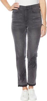DG2 Diane Gilman Stretch Released Hem Skinny Jean Gray 16 NEW (546)