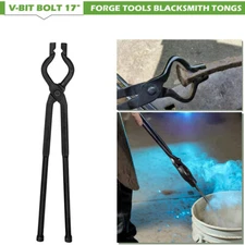 17" Better Forge Tongs Knife Making V-Bit Bolt Blacksmith Tongs Wolf Jaw Tongs