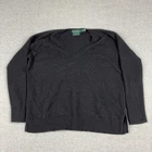 Lauren Ralph Lauren Sweater Womens XL Black 100% Cashmere V Neck Knit Pullover