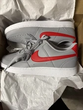 Size 9.5 - Nike Court Vision Next Nature Low Wolf Grey University Red