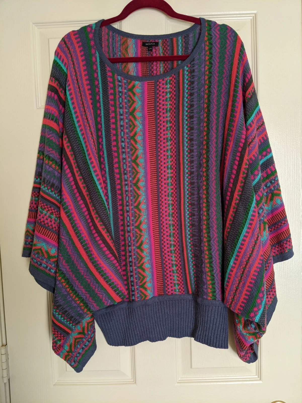 Novica Acrylic Baby Alpaca Sweater Poncho Multicolor Peruvian Boho Ethnic L XL
Opens in a new window