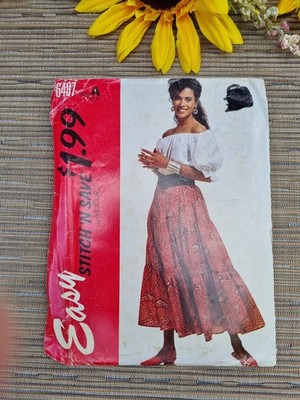 McCalls Schnittmuster 6487 Boho Top und Rock Vintage XS S Easy Stitch N Save