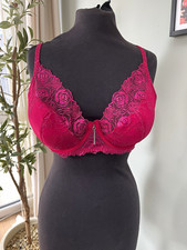 Figleaves Curve Pink Floral Lace Underwired full cup Bra 44C Hook & Eye