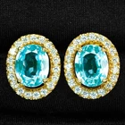 24K Gold 925 Sterling Silver Earrings Seafoam Green Paraiba Tourmaline 8.35Ct