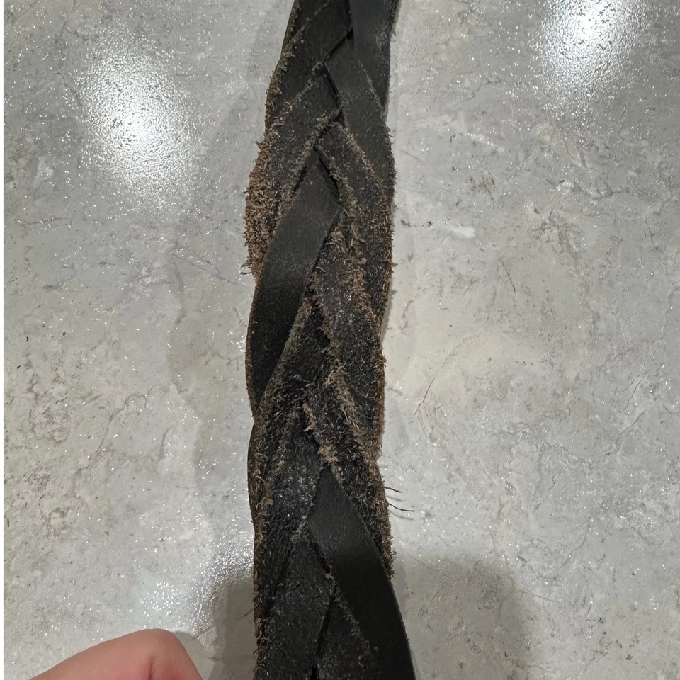 Lauren Ralph Lauren Braided Genuine Leather Belt Brass Buckle Women Size 36 - Image 4 of 4