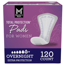 Member's Mark Total Protection Overnight Pad for Women 120 ct. FREE shipping